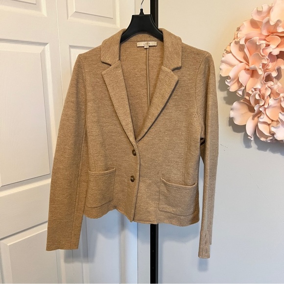 Loft by Anne Taylor 100% Merino Wool Sweater Double Breasted Blazer size large - Picture 3 of 5